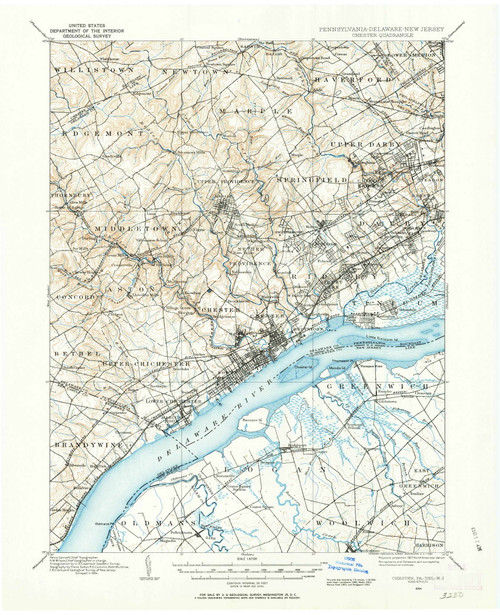Chester, Pennsylvania 1894 (1963) USGS Old Topo Map Reprint 15x15 DE Quad 172269