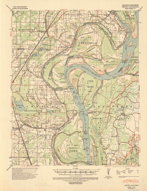 Jericho, Arkansas 1939 (1941) USGS Old Topo Map Reprint 15x15 TN Quad 465134
