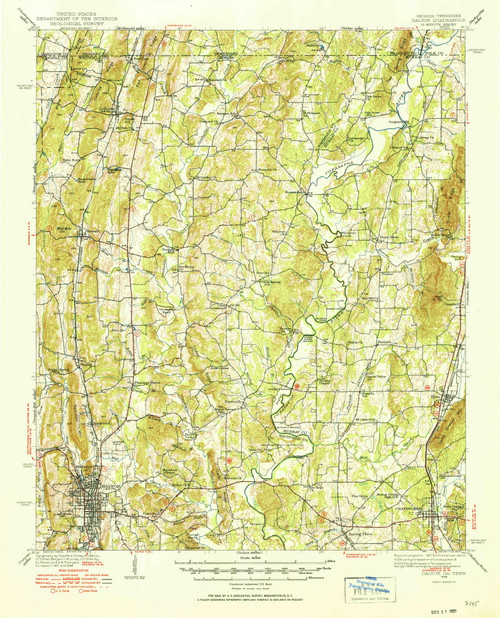 Dalton, Georgia 1938 (1938) USGS Old Topo Map Reprint 15x15 TN Quad 247416