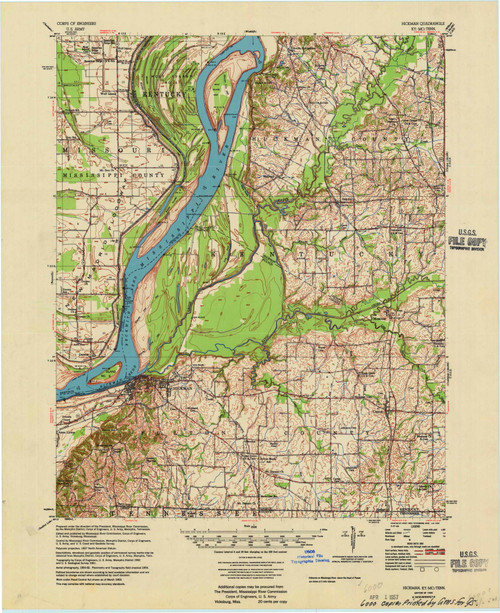Hickman, Kentucky 1955 (1955) USGS Old Topo Map Reprint 15x15 TN Quad 803622
