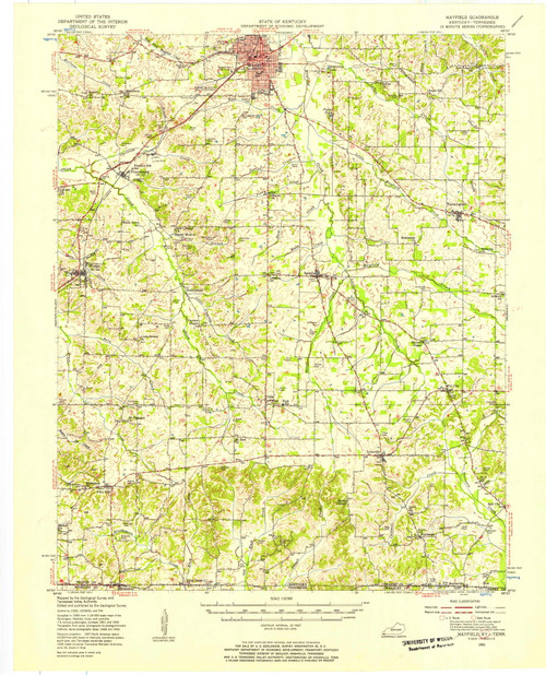 Mayfield, Kentucky 1952 (1957) USGS Old Topo Map Reprint 15x15 TN Quad 709243