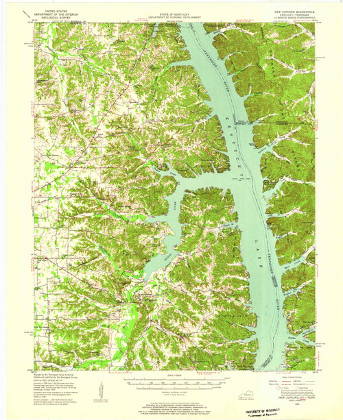 New Concord, Kentucky 1955 (1957) USGS Old Topo Map Reprint 15x15 TN Quad 709380