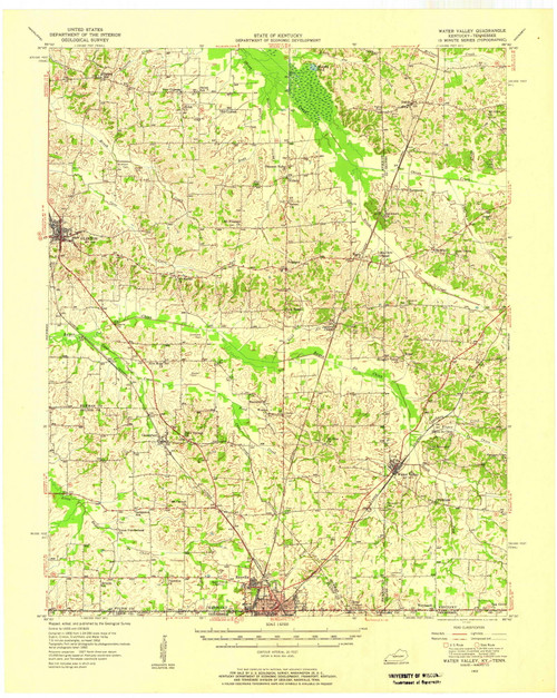 Water Valley, Kentucky 1952 (1957) USGS Old Topo Map Reprint 15x15 TN Quad 709968