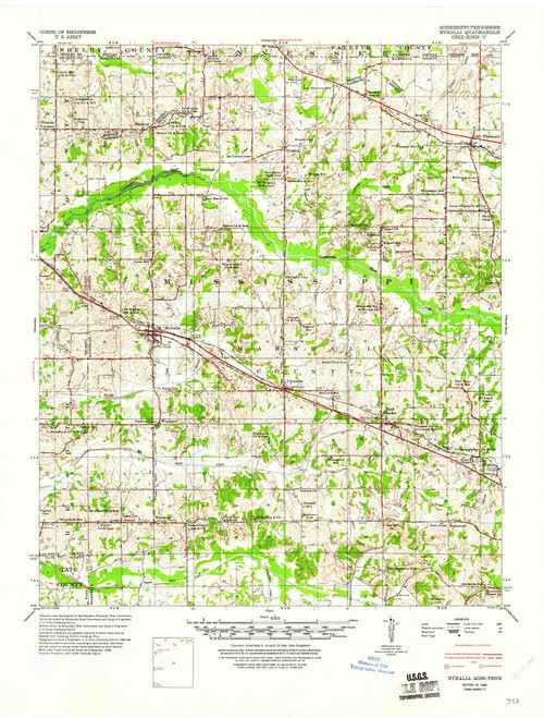 Byhalia, Mississippi 1948 (1948) USGS Old Topo Map Reprint 15x15 TN Quad 336824