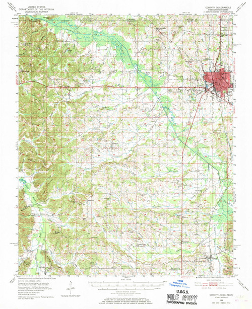 Corinth, Mississippi 1950 (1970) USGS Old Topo Map Reprint 15x15 TN Quad 336862