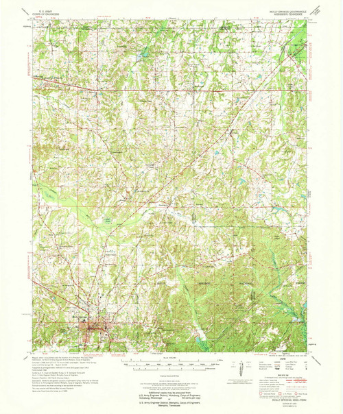 Holly Springs, Mississippi 1969 (1969) USGS Old Topo Map Reprint 15x15 TN Quad 336927