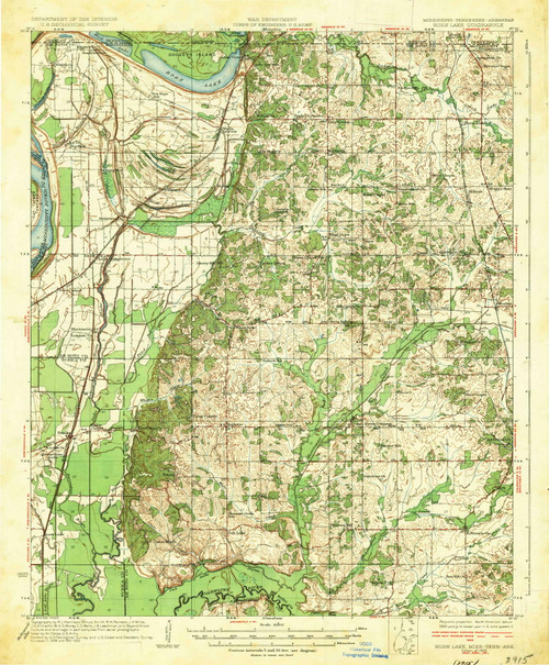 Horn Lake, Mississippi 1935 (1935) USGS Old Topo Map Reprint 15x15 TN Quad 336933
