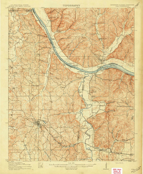 Iuka, Mississippi 1914 (1914) USGS Old Topo Map Reprint 15x15 TN Quad 336937