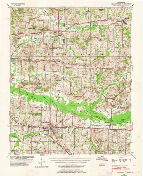 Collierville, Tennessee 1943 (1964) USGS Old Topo Map Reprint 15x15 TN Quad 149563