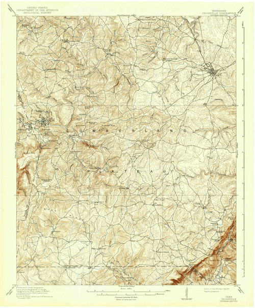 Crossville, Tennessee 1912 (1941) USGS Old Topo Map Reprint 15x15 TN Quad 149638