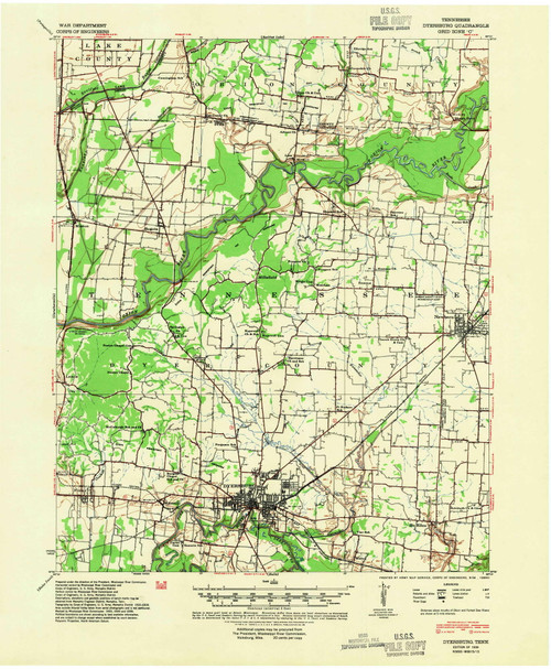 Dyersburg, Tennessee 1939 (1954) USGS Old Topo Map Reprint 15x15 TN Quad 147977