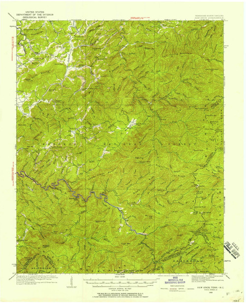 Haw Knob, Tennessee 1933 (1958) USGS Old Topo Map Reprint 15x15 TN Quad 147987