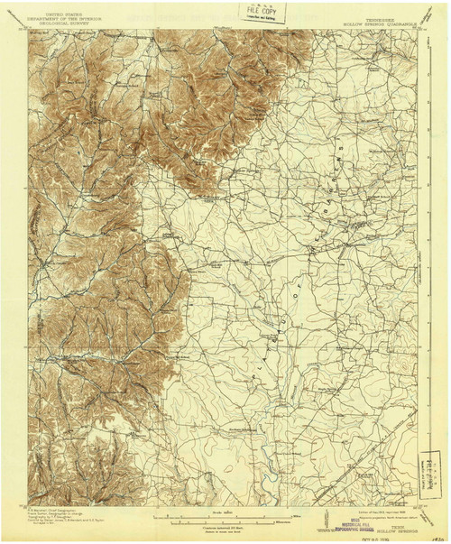 Hollow Springs, Tennessee 1913 (1939) USGS Old Topo Map Reprint 15x15 TN Quad 147997