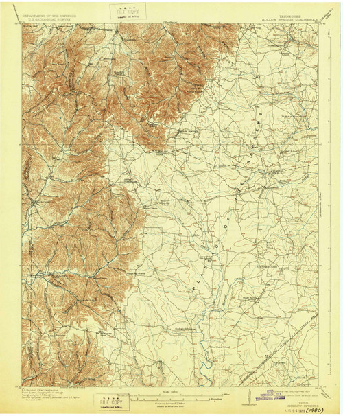 Hollow Springs, Tennessee 1913 (1929) USGS Old Topo Map Reprint 15x15 TN Quad 153390