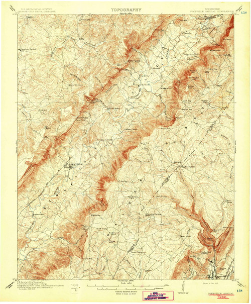 Pikeville, Tennessee 1910 (1910) USGS Old Topo Map Reprint 15x15 TN Quad 153399