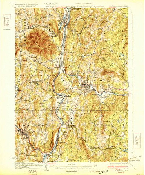 Claremont, New Hampshire 1929 (1929) USGS Old Topo Map Reprint 15x15 NH Quad 329966