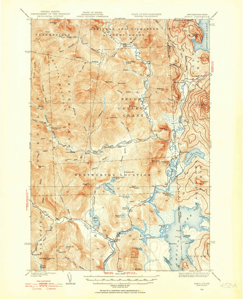 Errol, New Hampshire 1930 (1955) USGS Old Topo Map Reprint 15x15 NH Quad 330026