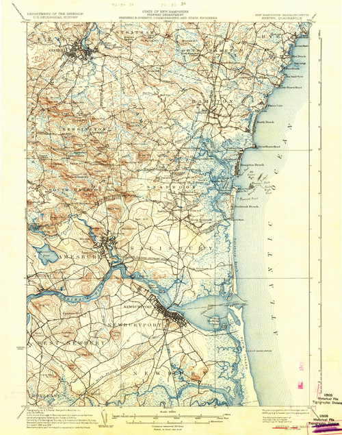 Exeter, New Hampshire 1934 (1934) USGS Old Topo Map Reprint 15x15 NH Quad 330032