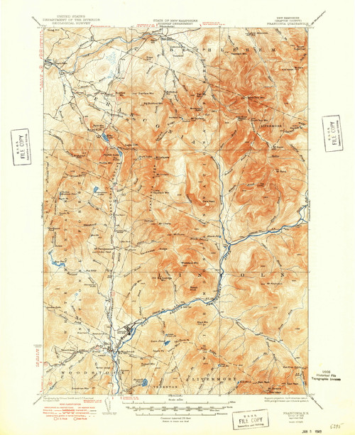 Franconia, New Hampshire 1932 (1948) USGS Old Topo Map Reprint 15x15 NH Quad 330040