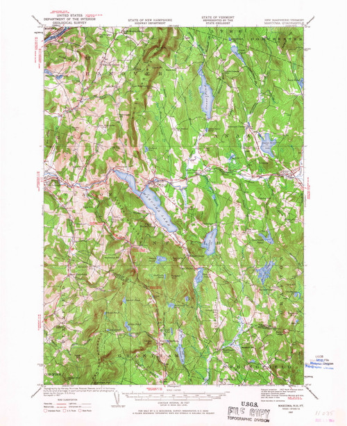 Mascoma, New Hampshire 1927 (1968) USGS Old Topo Map Reprint 15x15 NH Quad 330143