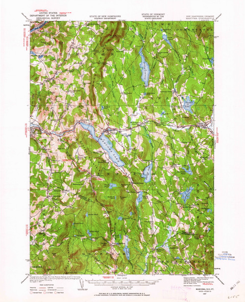Mascoma, New Hampshire 1927 (1962) USGS Old Topo Map Reprint 15x15 NH Quad 330144