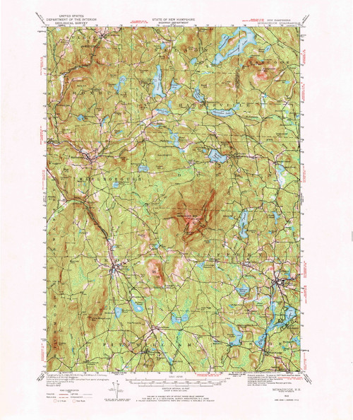 Monadnock, New Hampshire 1949 (1973) USGS Old Topo Map Reprint 15x15 NH Quad 330179