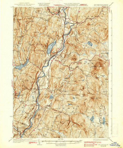 Mt. Cube, New Hampshire 1933 (1938) USGS Old Topo Map Reprint 15x15 NH Quad 330217