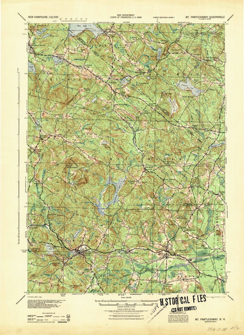 Mt. Pawtuckaway, New Hampshire 1944 (1944) USGS Old Topo Map Reprint 15x15 NH Quad 330230