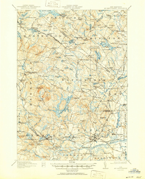 Mt. Pawtuckaway, New Hampshire 1919 (1951) USGS Old Topo Map Reprint 15x15 NH Quad 330231