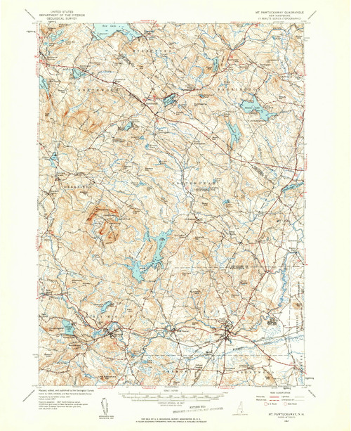 Mt. Pawtuckaway, New Hampshire 1957 (1959) USGS Old Topo Map Reprint 15x15 NH Quad 330234
