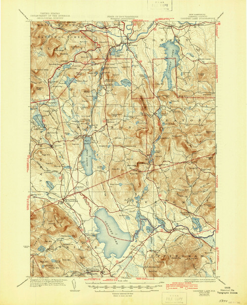 Ossipee Lake, New Hampshire 1930 (1945) USGS Old Topo Map Reprint 15x15 NH Quad 330275