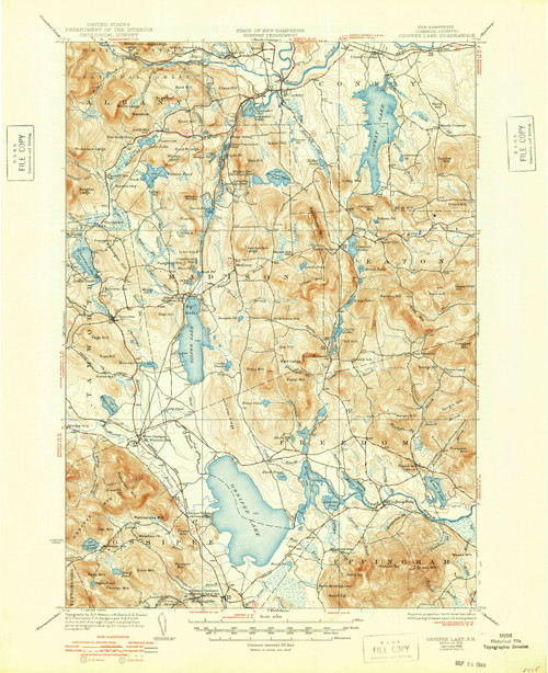 Ossipee Lake, New Hampshire 1930 (1948) USGS Old Topo Map Reprint 15x15 NH Quad 330276