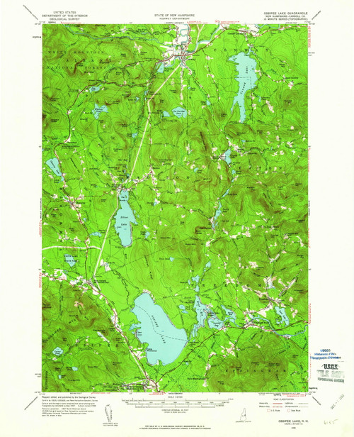 Ossipee Lake, New Hampshire 1958 (1960) USGS Old Topo Map Reprint 15x15 NH Quad 330280