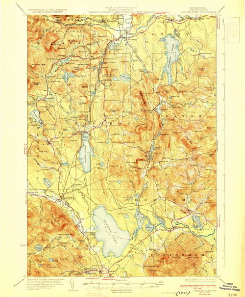 Ossipee Lake, New Hampshire 1930 (1930) USGS Old Topo Map Reprint 15x15 NH Quad 330282