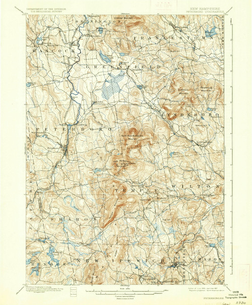 Peterboro, New Hampshire 1900 (1937) USGS Old Topo Map Reprint 15x15 NH Quad 330302