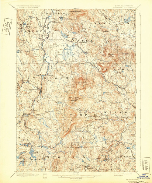 Peterboro, New Hampshire 1900 (1932) USGS Old Topo Map Reprint 15x15 NH Quad 330311