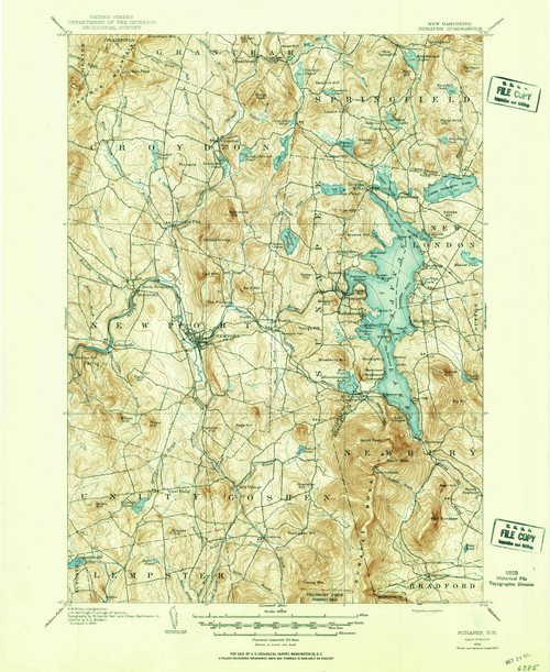 Sunapee, New Hampshire 1905 (1947) USGS Old Topo Map Reprint 15x15 NH Quad 330343