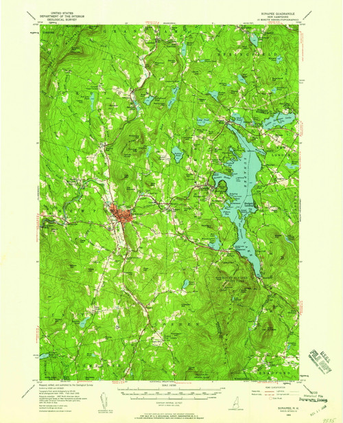Sunapee, New Hampshire 1955 (1958) USGS Old Topo Map Reprint 15x15 NH Quad 330347