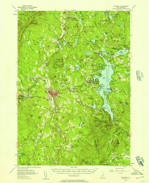 Sunapee, New Hampshire 1955 (1957) USGS Old Topo Map Reprint 15x15 NH Quad 330348