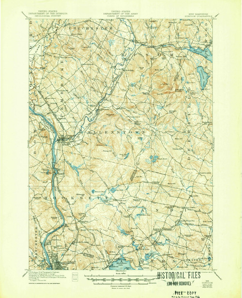 Suncook, New Hampshire 1921 (1947) USGS Old Topo Map Reprint 15x15 NH Quad 330357