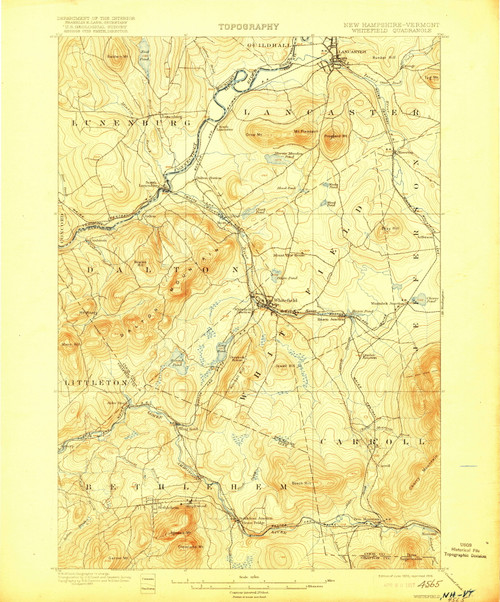 Whitefield, New Hampshire 1900 (1916) USGS Old Topo Map Reprint 15x15 NH Quad 330374