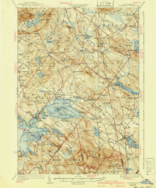 Wolfeboro, New Hampshire 1928 (1941) USGS Old Topo Map Reprint 15x15 NH Quad 330391