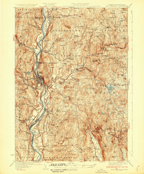 Bellows Falls, Vermont 1930 (1930) USGS Old Topo Map Reprint 15x15 NH Quad 337841