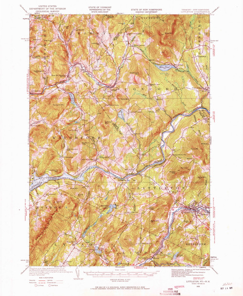 Littleton, Vermont 1932 (1971) USGS Old Topo Map Reprint 15x15 NH Quad 338024