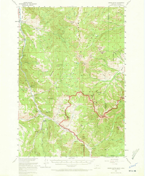 Crown Butte, Montana 1955 (1972) USGS Old Topo Map Reprint 15x15 WY Quad 267948