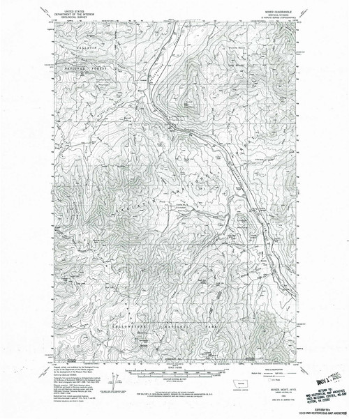 Miner, Montana 1955 (1983) USGS Old Topo Map Reprint 15x15 WY Quad 268153