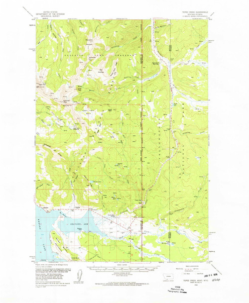 Tepee Creek, Montana 1958 (1963) USGS Old Topo Map Reprint 15x15 WY Quad 268294