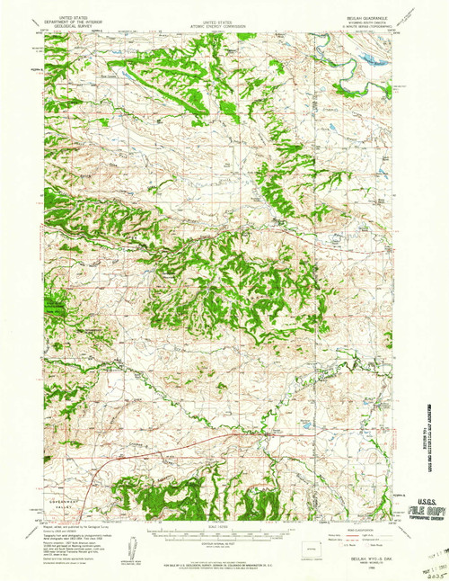 Beulah, Wyoming 1958 (1960) USGS Old Topo Map Reprint 15x15 WY Quad 342032