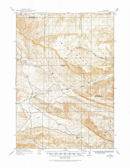 Blue Mesa, Wyoming 1914 (1975) USGS Old Topo Map Reprint 15x15 WY Quad 342038