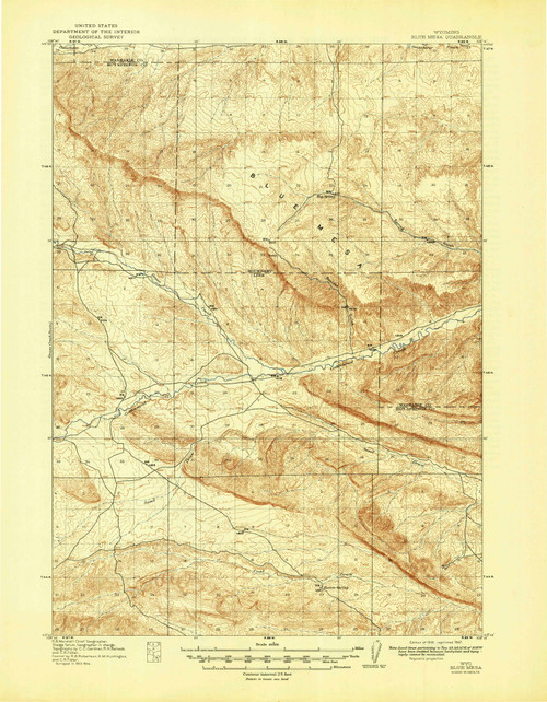 Blue Mesa, Wyoming 1916 (1947) USGS Old Topo Map Reprint 15x15 WY Quad 342039